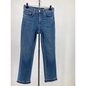 Rag & Bone Jean Womens Croyden Cropped Medium Wash Blue Denim Raw Hen Size 26